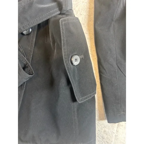 East 5th Black Double Breasted Belted Trench Coat Women Large‎ - Picture 6 of 10